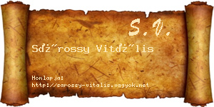 Sárossy Vitális névjegykártya